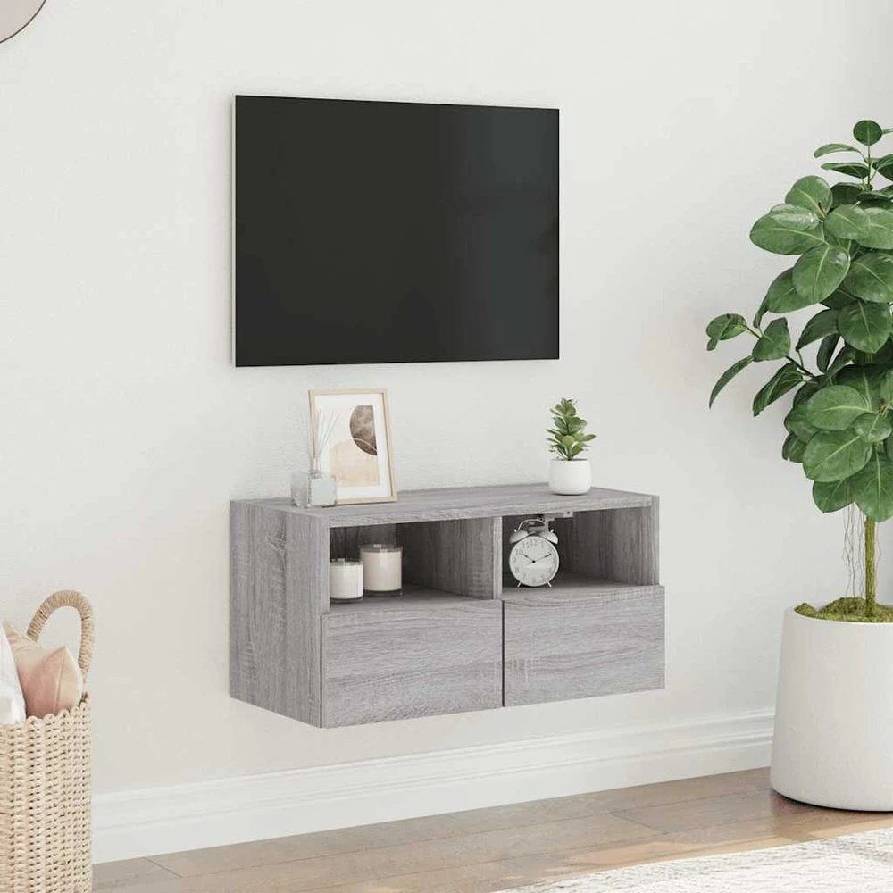 TV staliukas Sieninė TV spintelė, pilka ąžuolo, 60x30x30cm, apdirbta mediena