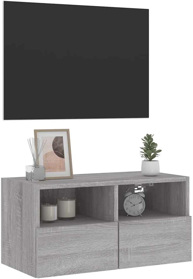 TV staliukas Sieninė TV spintelė, pilka ąžuolo, 60x30x30cm, apdirbta mediena