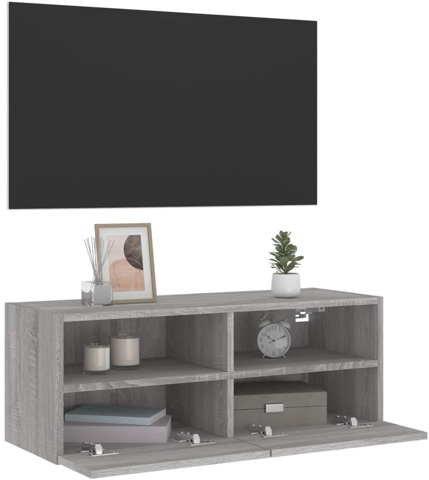 TV staliukas Sieninė TV spintelė, pilka ąžuolo, 80x30x30cm, apdirbta mediena