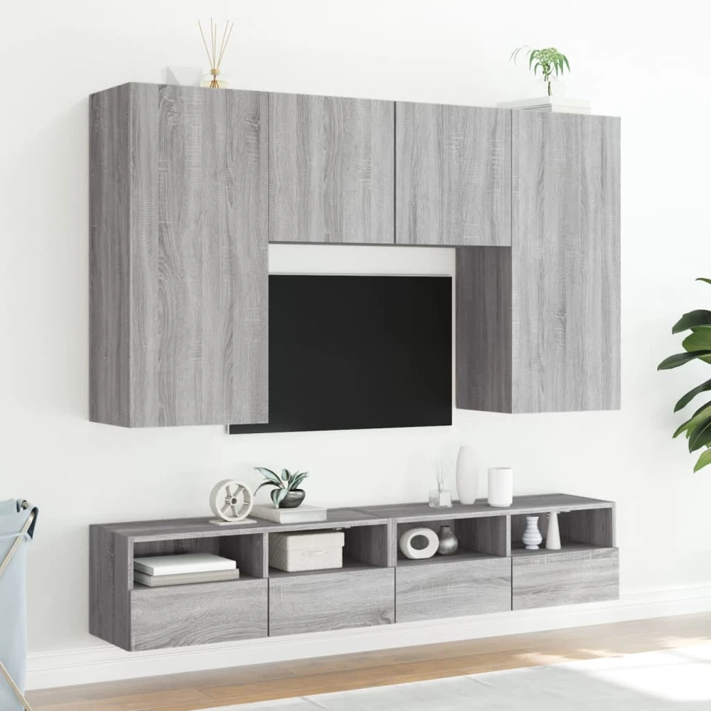 TV staliukas Sieninė TV spintelė, pilka ąžuolo, 80x30x30cm, apdirbta mediena