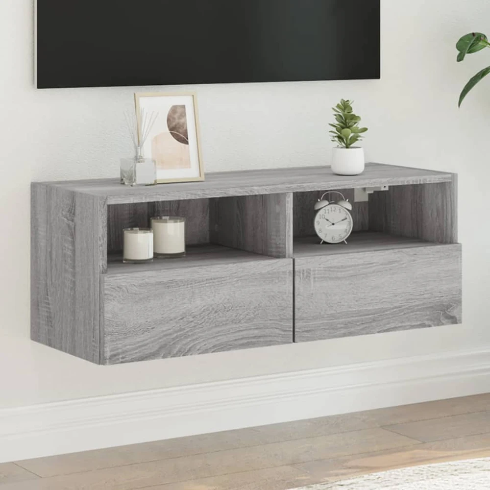 TV staliukas Sieninė TV spintelė, pilka ąžuolo, 80x30x30cm, apdirbta mediena