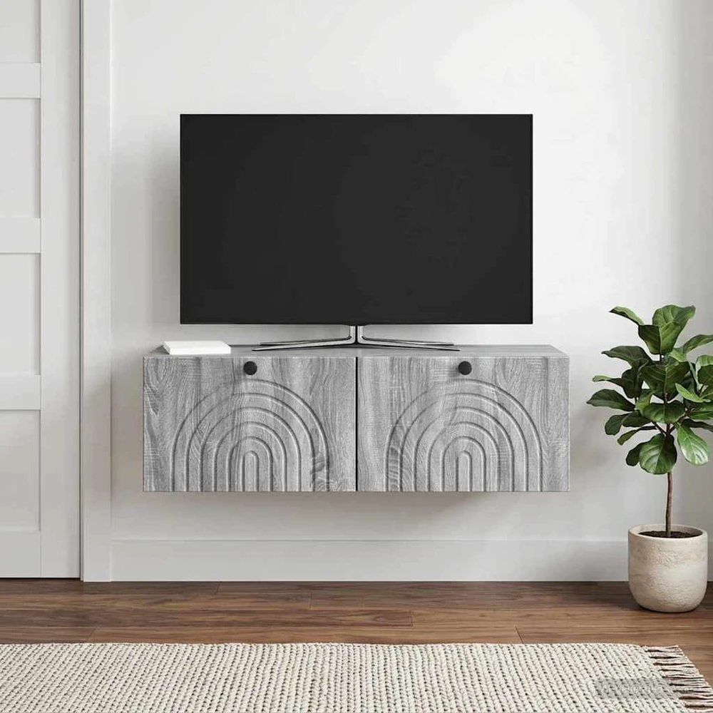 TV staliukas Sieninė TV spintelė Pilka sonoma ąžuolo 98 x 31 x 30 cm