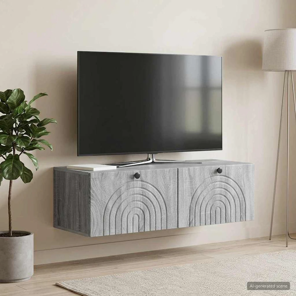 TV staliukas Sieninė TV spintelė Pilka sonoma ąžuolo 99 x 41 x 30 cm