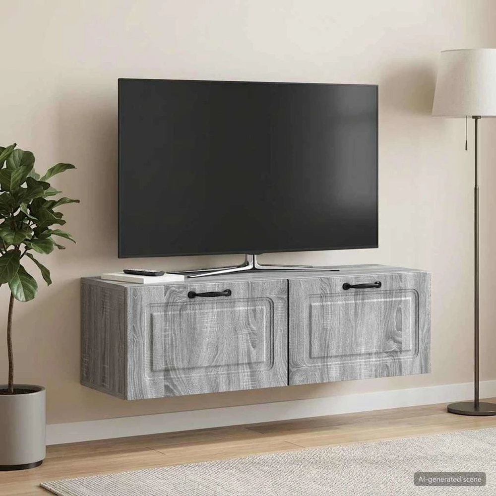 TV staliukas Sieninė TV spintelė Pilka sonoma ąžuolo 98 x 31 x 30 cm