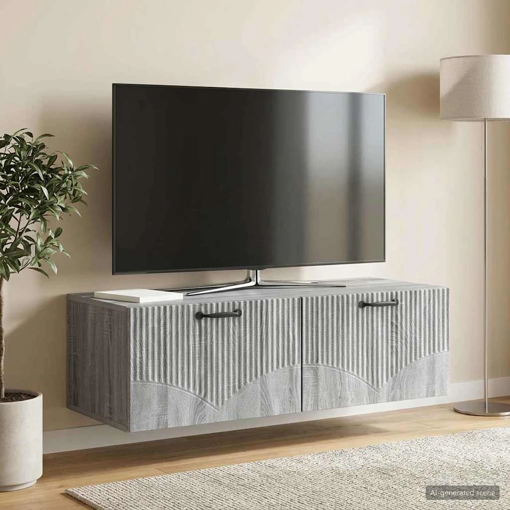 TV staliukas Sieninė TV spintelė Pilka sonoma ąžuolo 98 x 41 x 30 cm