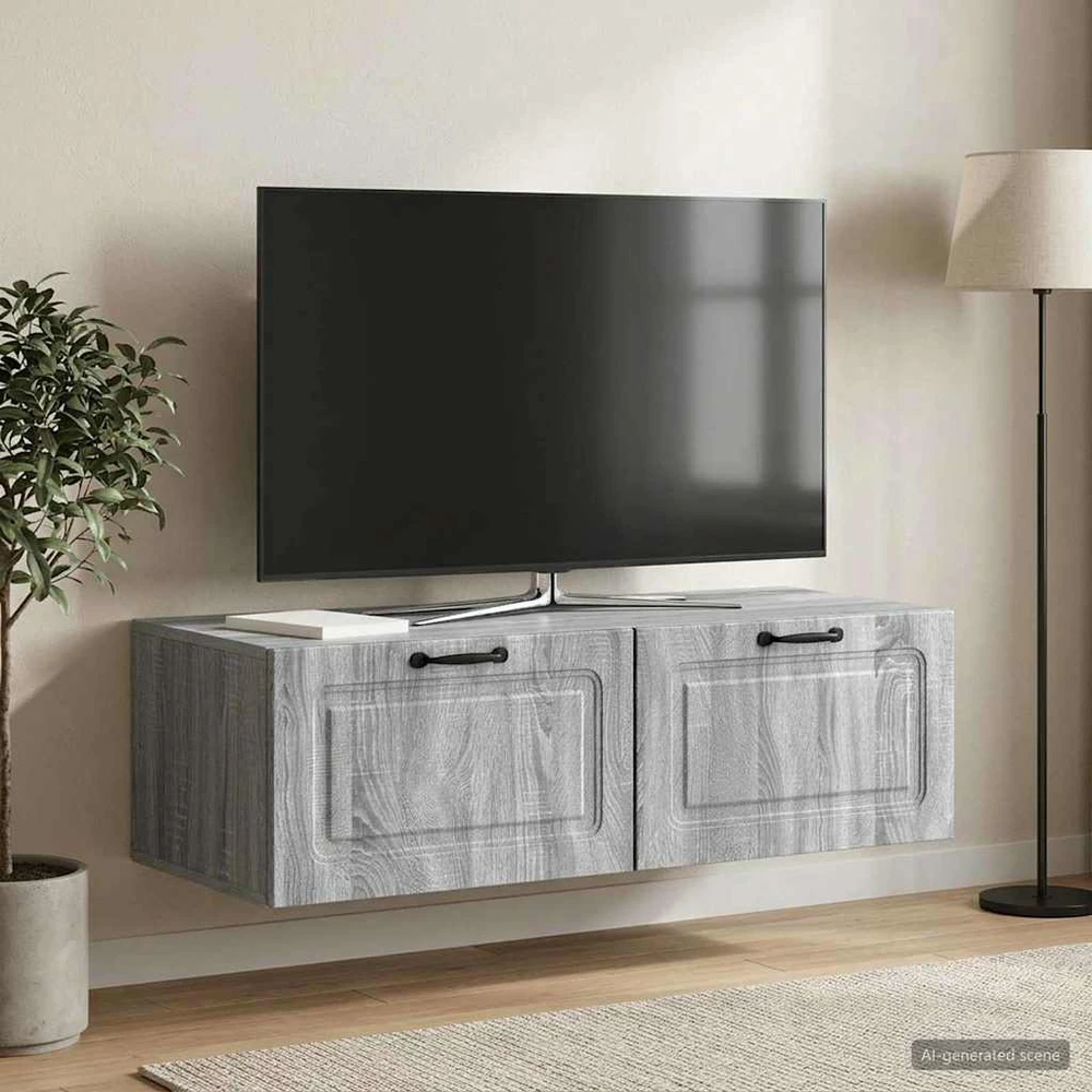 TV staliukas Sieninė TV spintelė Pilka sonoma ąžuolo 98 x 41 x 30 cm