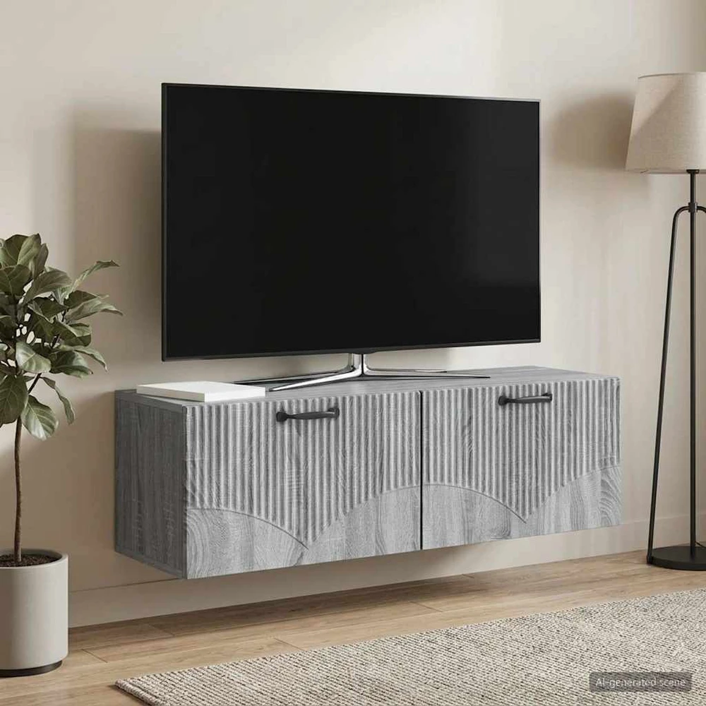 TV staliukas Sieninė TV spintelė Pilka sonoma ąžuolo 98 x 31 x 30 cm