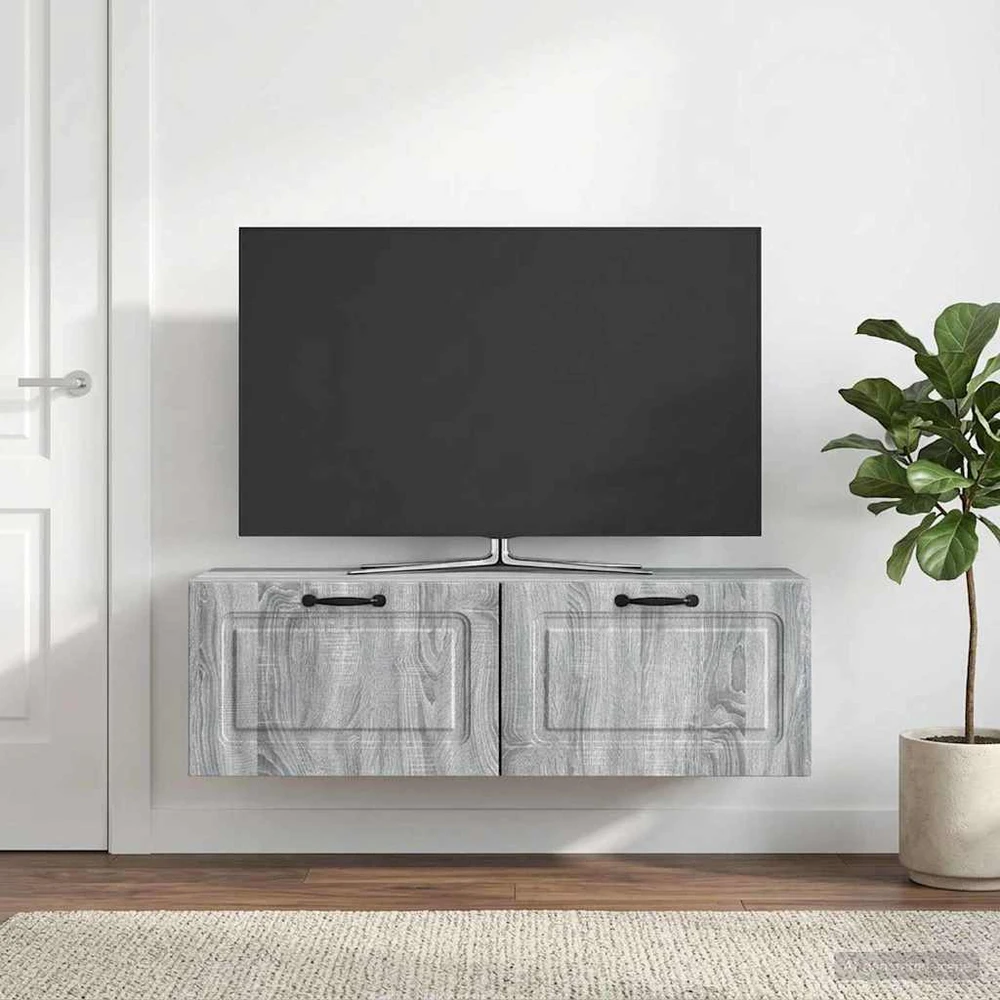 TV staliukas Sieninė TV spintelė Pilka sonoma ąžuolo 98 x 31 x 30 cm