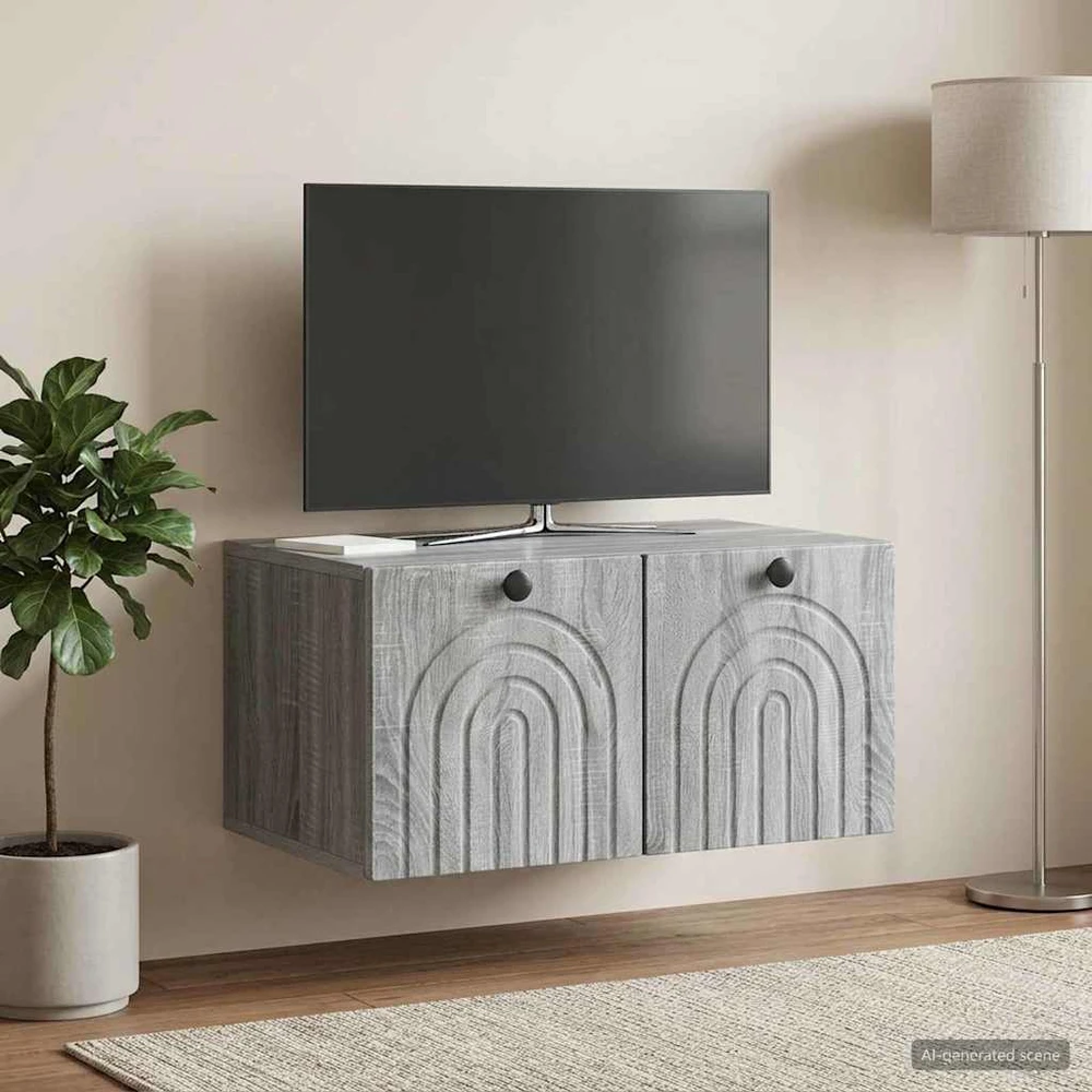 TV staliukas Sieninė TV spintelė Pilka sonoma ąžuolo 59,5 x 41 x 30 cm
