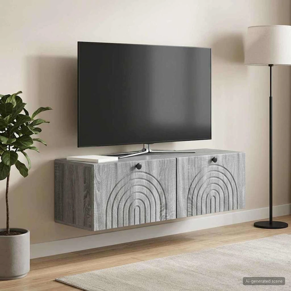 TV staliukas Sieninė TV spintelė Pilka sonoma ąžuolo 98 x 31 x 30 cm