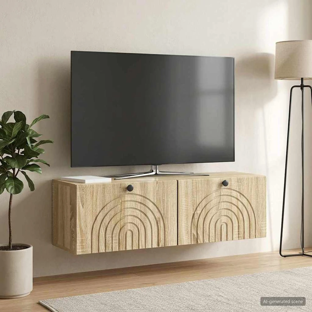 TV staliukas Sieninė TV spintelė Sonoma ąžuolas 98 x 31 x 30 cm