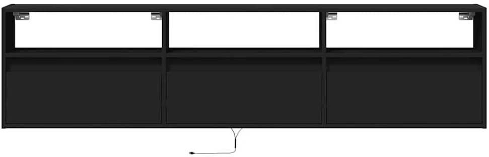 TV staliukas Sieninė TV spintelė su LED, juoda, 180x31x45 cm