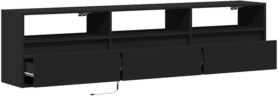 TV staliukas Sieninė TV spintelė su LED, juoda, 180x31x45 cm