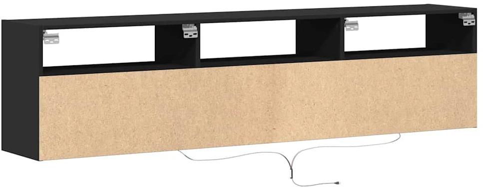 TV staliukas Sieninė TV spintelė su LED, juoda, 180x31x45 cm
