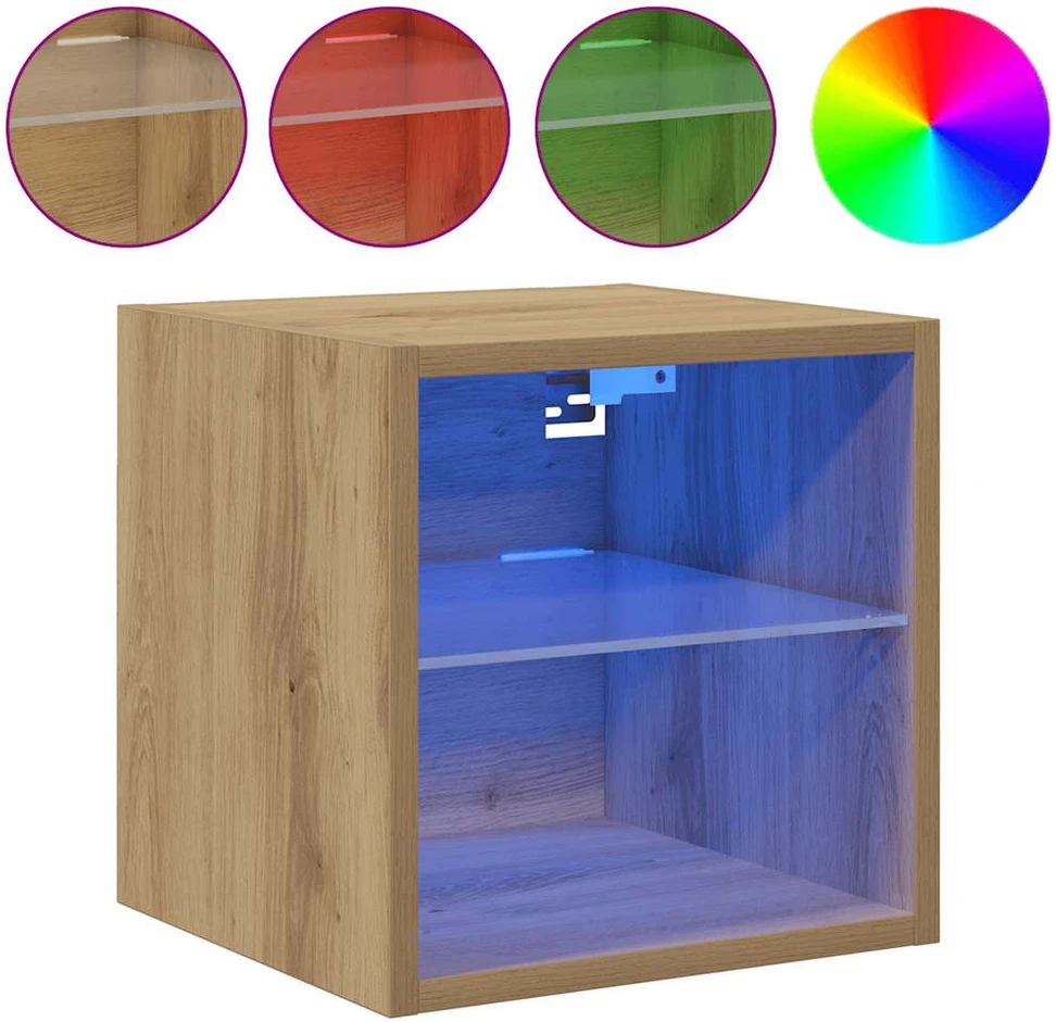 TV staliukas Sieninė TV spintelė su LED lemputėmis, artisano, 30x28,5x30cm