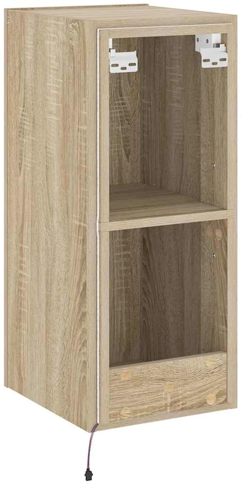 TV staliukas Sieninė TV spintelė su LED lemputėmis, ąžuolo, 30,5x35x70cm