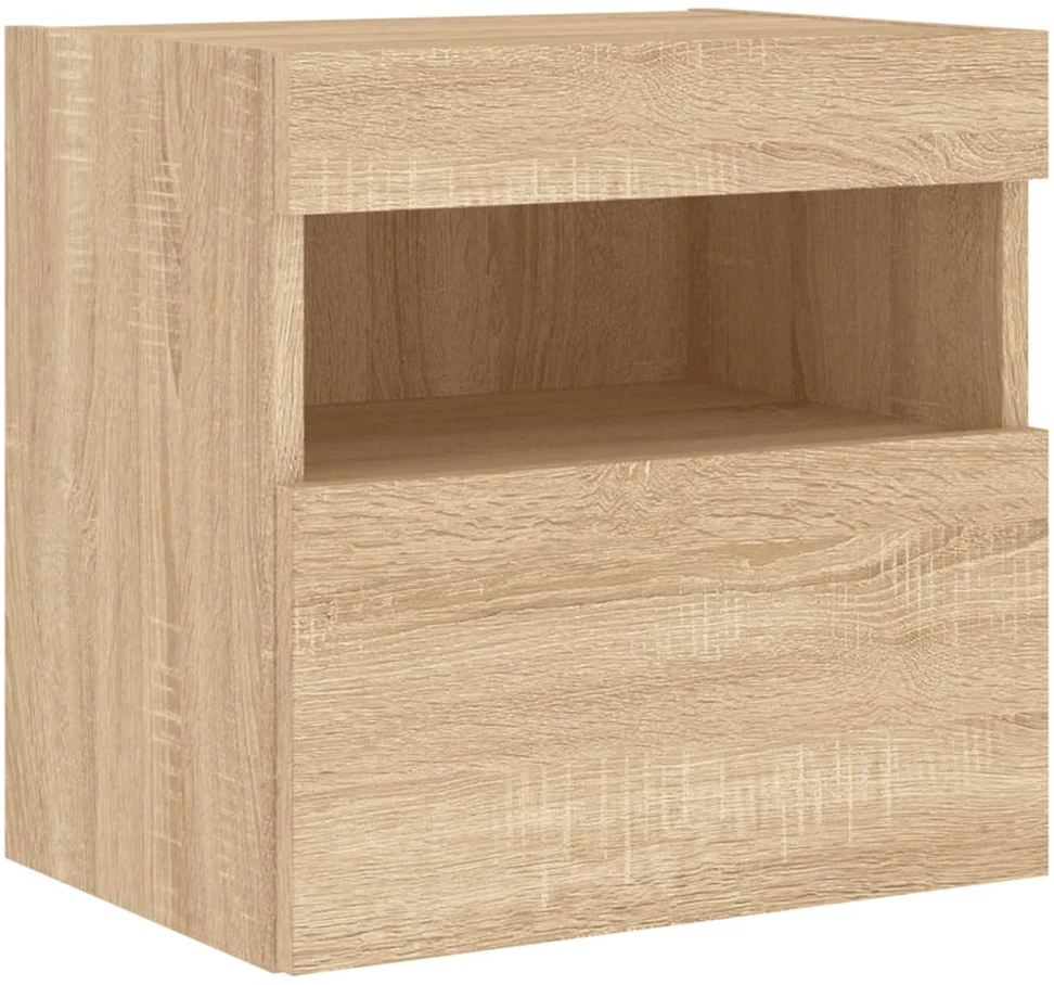TV staliukas Sieninė TV spintelė su LED lemputėmis, ąžuolo, 40x30x40cm