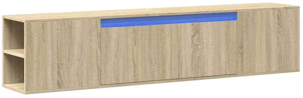 TV staliukas Sieninė TV spintelė su LED lemputėmis, ąžuolo, 180x31x39,5cm