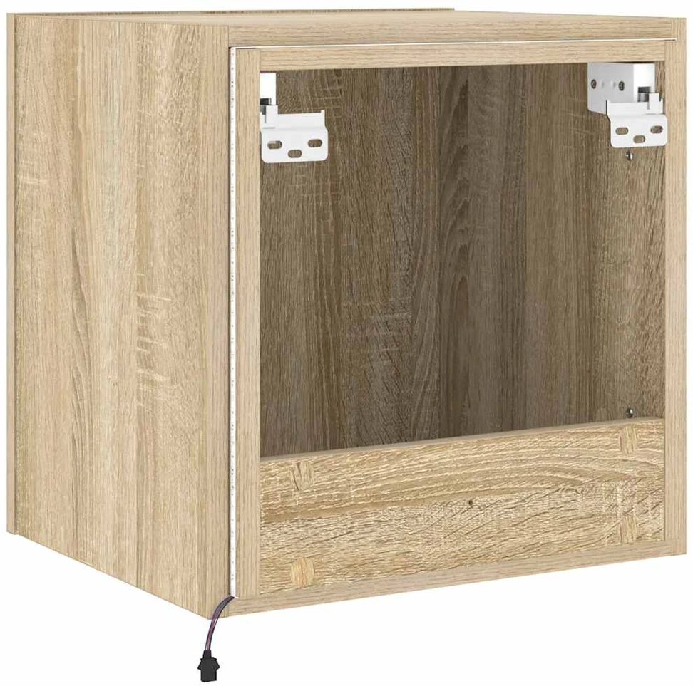 TV staliukas Sieninė TV spintelė su LED lemputėmis, ąžuolo, 40,5x35x40cm