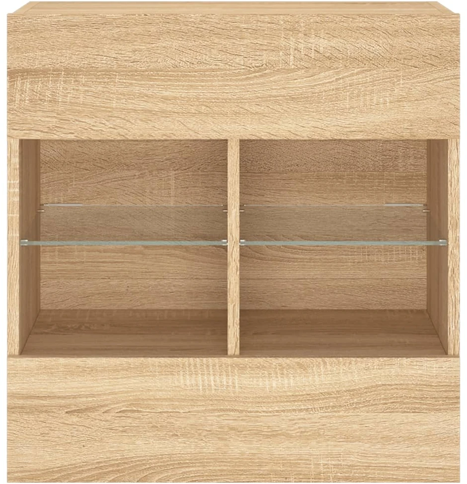 TV staliukas Sieninė TV spintelė su LED lemputėmis, ąžuolo, 58,5x30x60,5cm