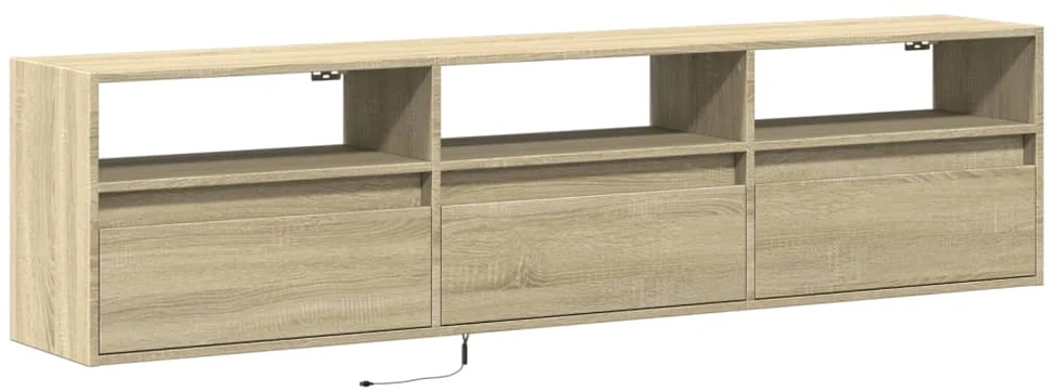 TV staliukas Sieninė TV spintelė su LED lemputėmis, ąžuolo, 180x31x45cm