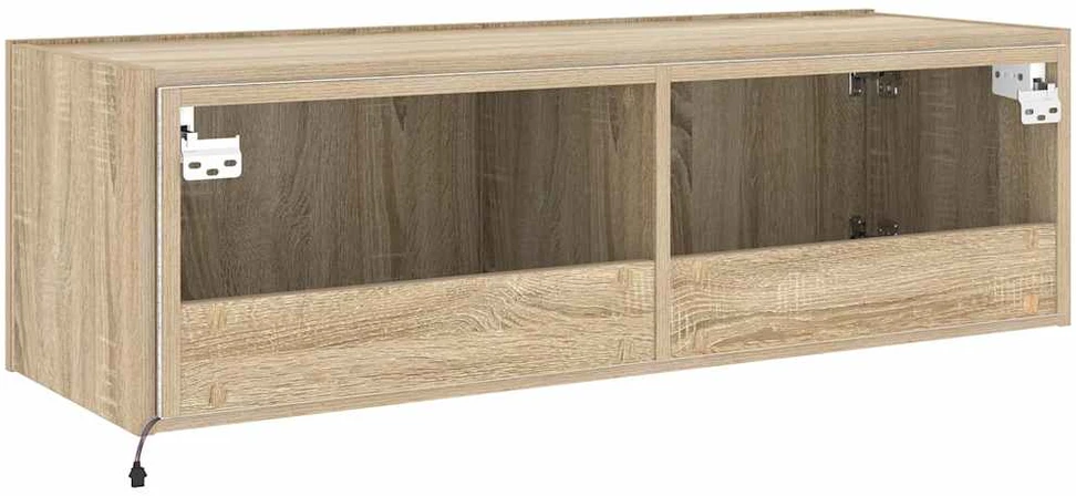 TV staliukas Sieninė TV spintelė su LED lemputėmis, ąžuolo, 100x35x31cm