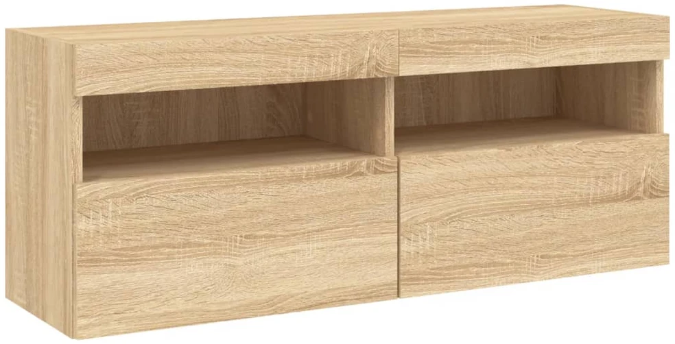 TV staliukas Sieninė TV spintelė su LED lemputėmis, ąžuolo, 100x30x40cm