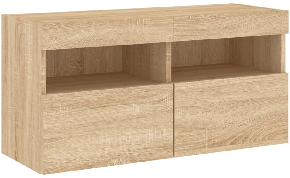 TV staliukas Sieninė TV spintelė su LED lemputėmis, ąžuolo, 80x30x40cm