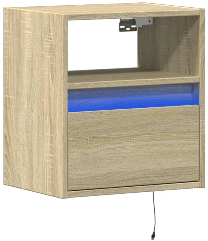 TV staliukas Sieninė TV spintelė su LED lemputėmis, ąžuolo, 41x31x45cm