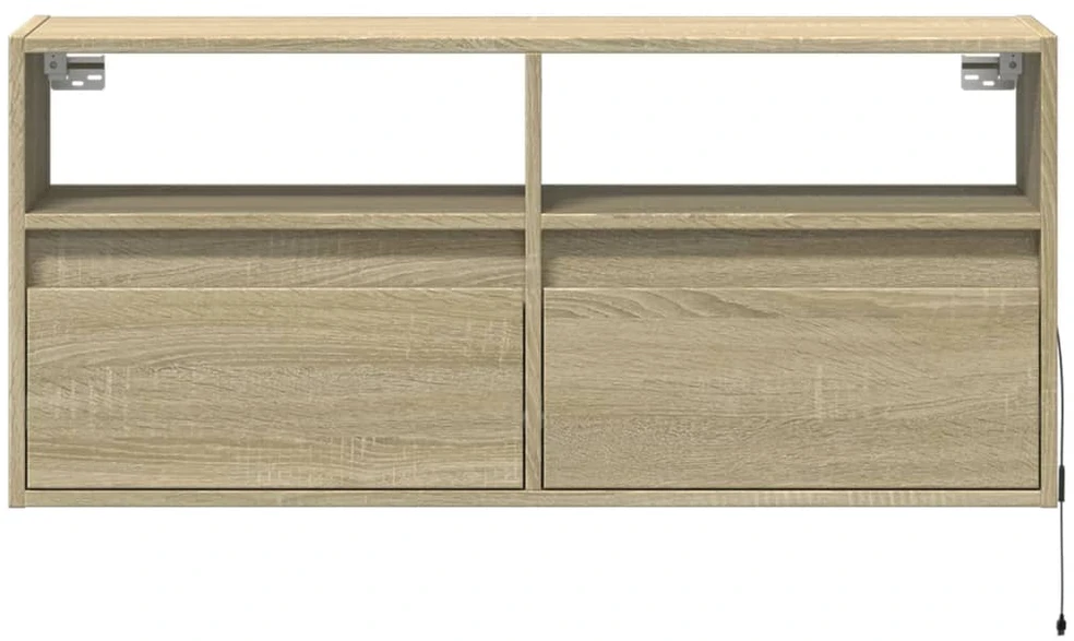 TV staliukas Sieninė TV spintelė su LED lemputėmis, ąžuolo, 100x31x45cm