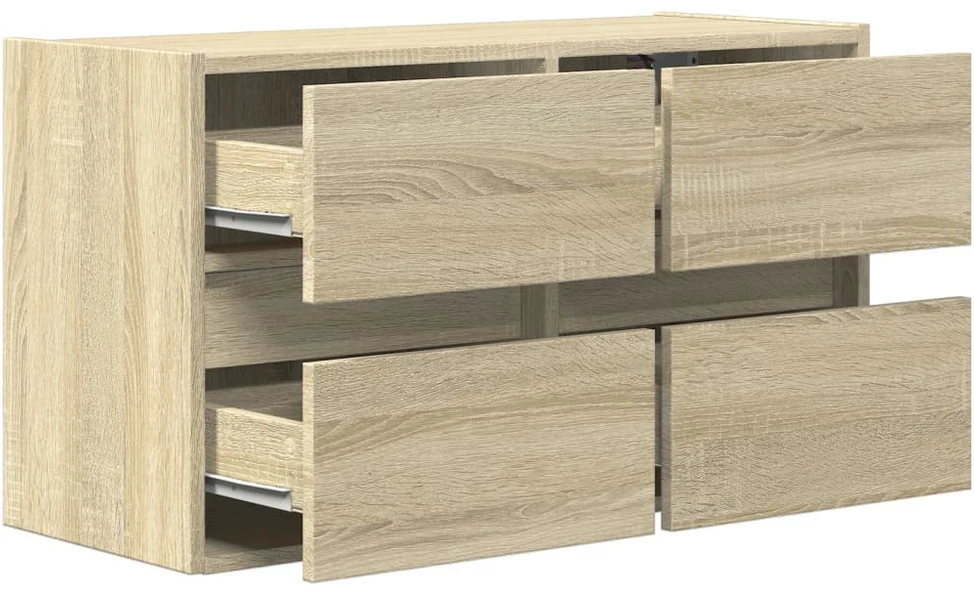 TV staliukas Sieninė TV spintelė su LED lemputėmis, ąžuolo, 80x31x45cm