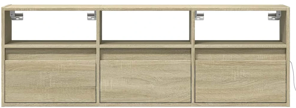 TV staliukas Sieninė TV spintelė su LED lemputėmis, ąžuolo, 130x31x45 cm