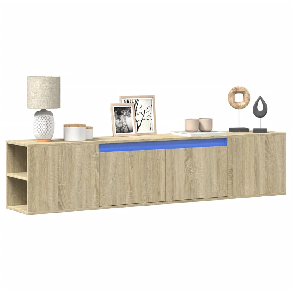 TV staliukas Sieninė TV spintelė su LED lemputėmis, ąžuolo, 180x31x39,5cm