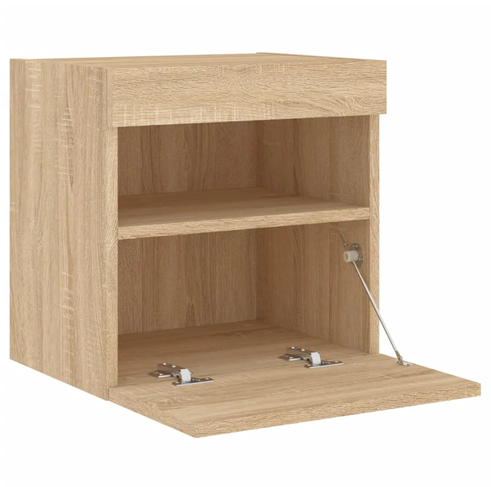 TV staliukas Sieninė TV spintelė su LED lemputėmis, ąžuolo, 40x30x40cm