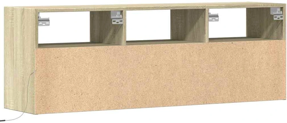 TV staliukas Sieninė TV spintelė su LED lemputėmis, ąžuolo, 130x31x45 cm