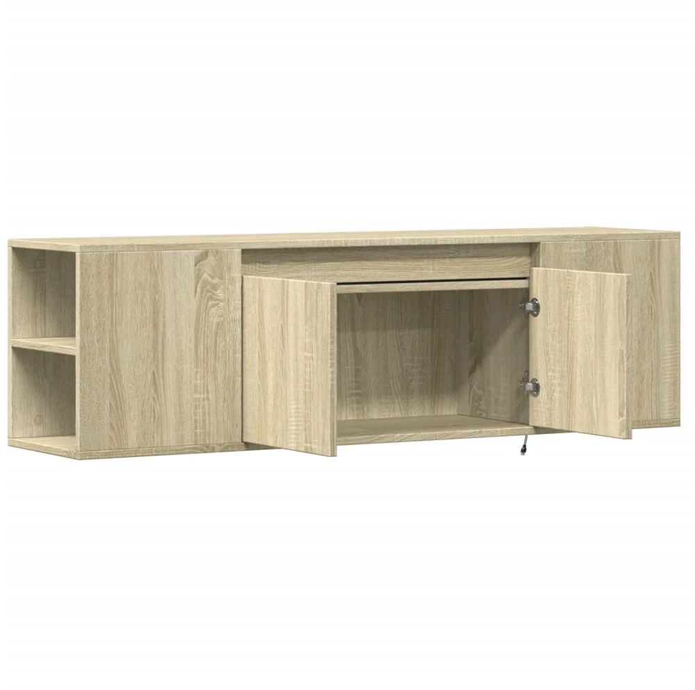 TV staliukas Sieninė TV spintelė su LED lemputėmis, ąžuolo, 135x31x39,5cm