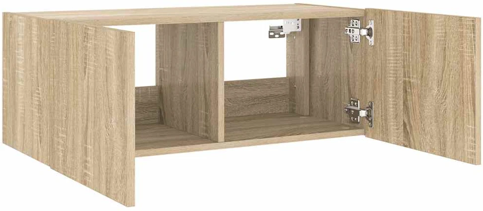 TV staliukas Sieninė TV spintelė su LED lemputėmis, ąžuolo, 80x35x31cm