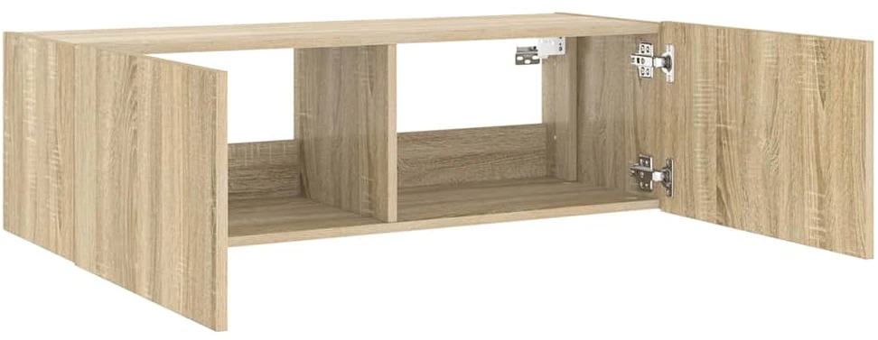 TV staliukas Sieninė TV spintelė su LED lemputėmis, ąžuolo, 100x35x31cm