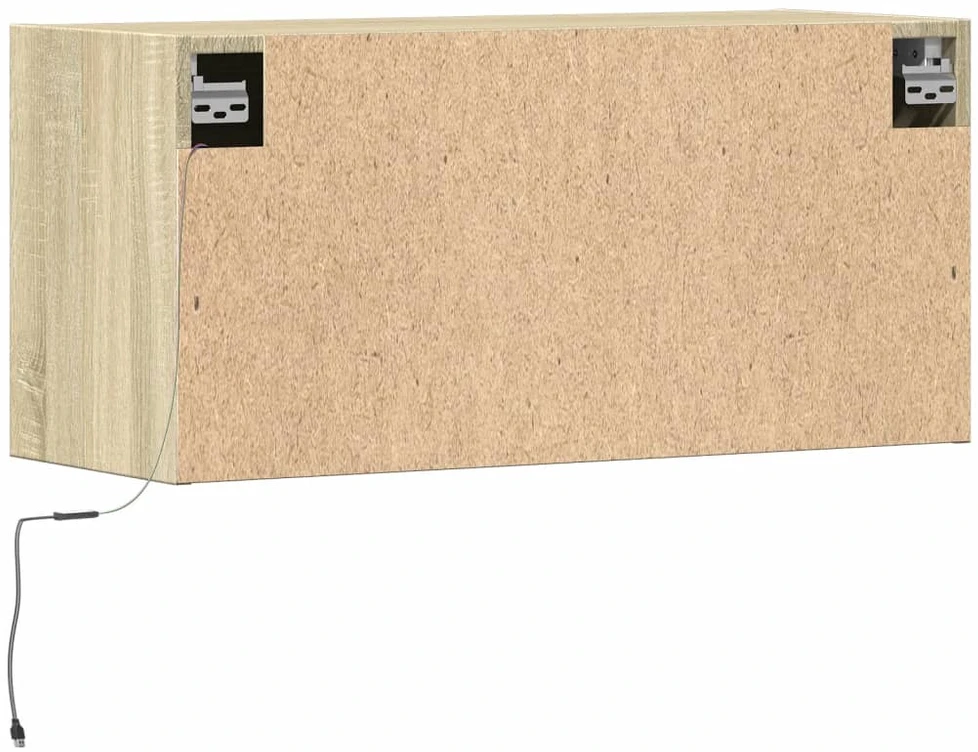 TV staliukas Sieninė TV spintelė su LED lemputėmis, ąžuolo, 80x31x35cm