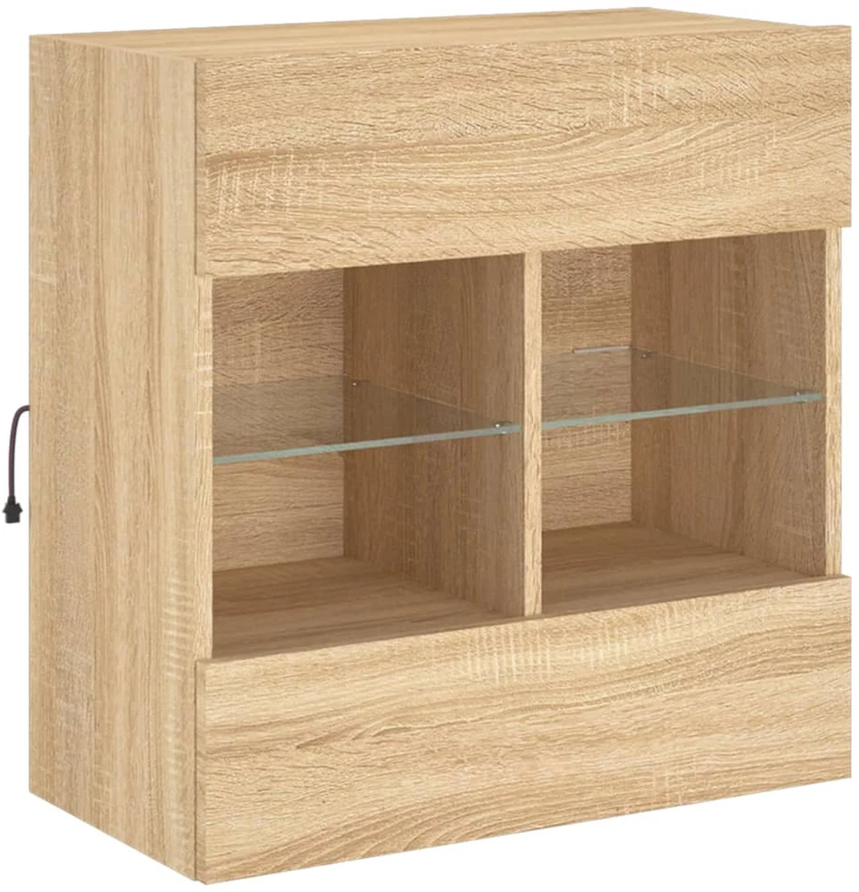TV staliukas Sieninė TV spintelė su LED lemputėmis, ąžuolo, 58,5x30x60,5cm