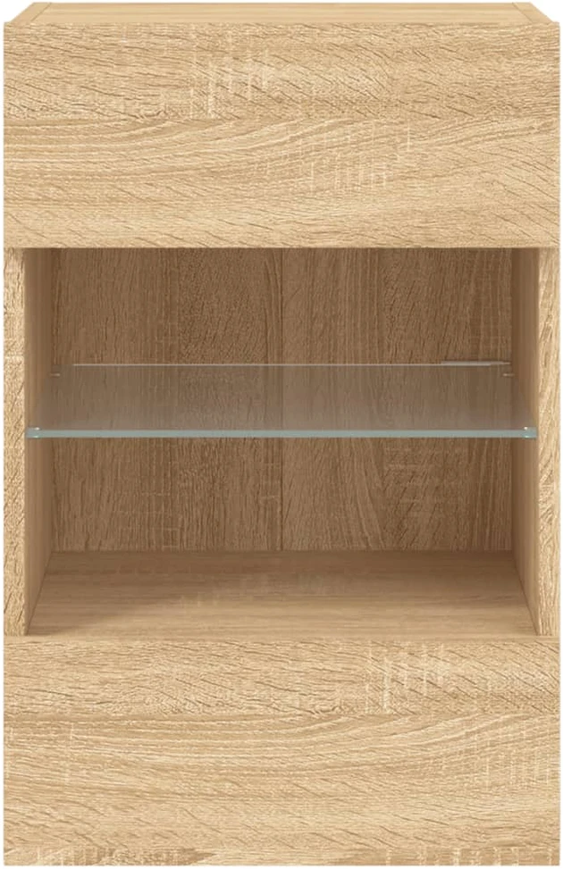 TV staliukas Sieninė TV spintelė su LED lemputėmis, ąžuolo, 40x30x60,5cm