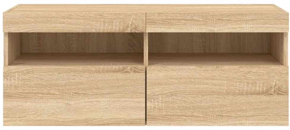 TV staliukas Sieninė TV spintelė su LED lemputėmis, ąžuolo, 100x30x40cm