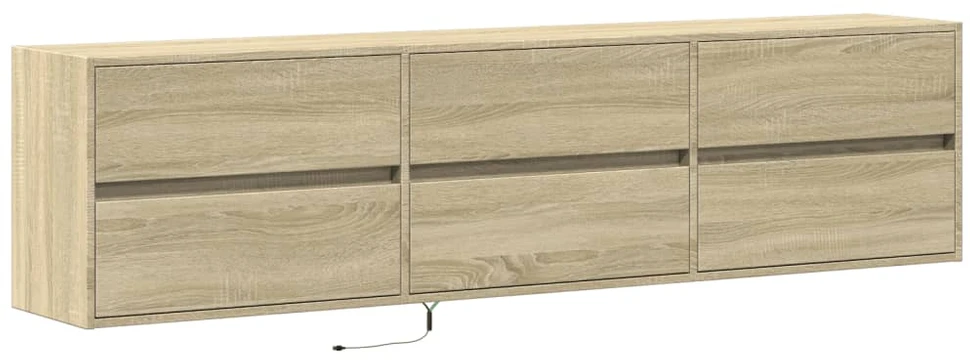 TV staliukas Sieninė TV spintelė su LED lemputėmis, ąžuolo, 180x31x45cm