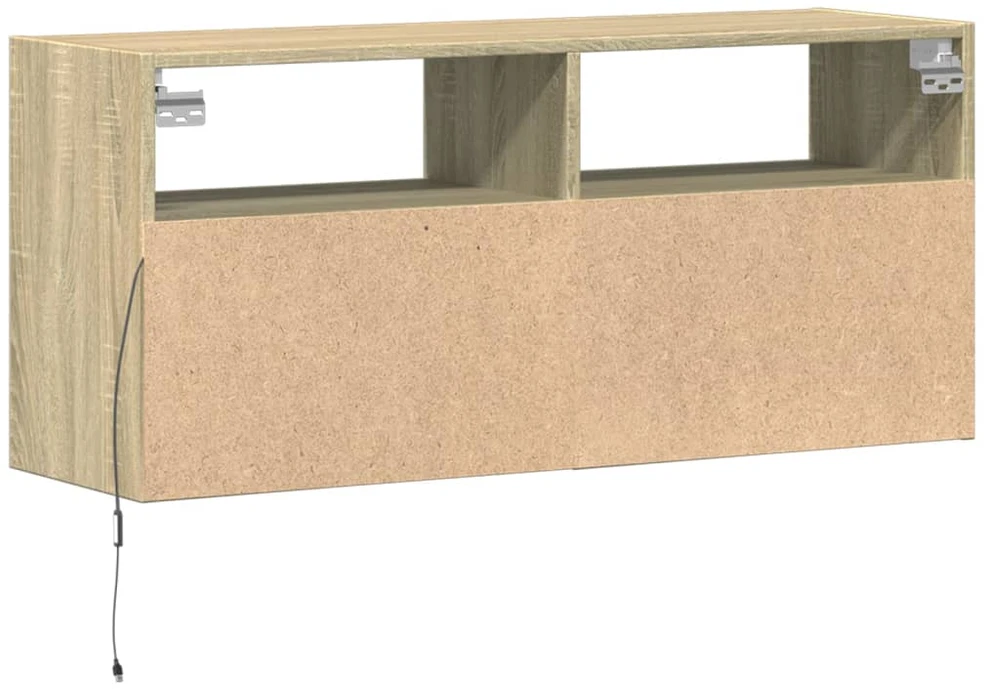 TV staliukas Sieninė TV spintelė su LED lemputėmis, ąžuolo, 100x31x45cm