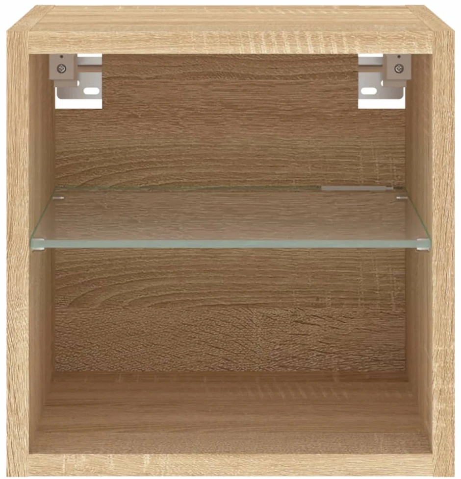 TV staliukas Sieninė TV spintelė su LED lemputėmis, ąžuolo, 30x28,5x30cm