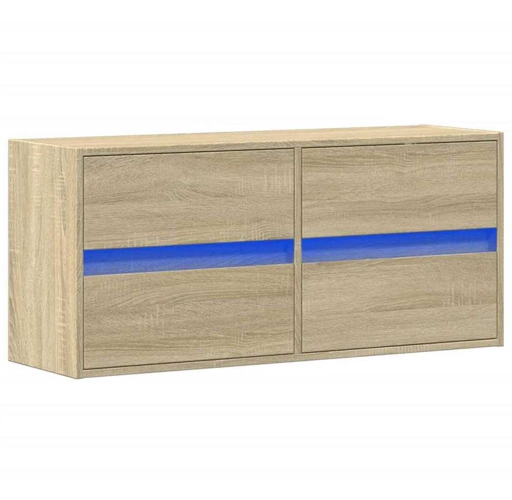 TV staliukas Sieninė TV spintelė su LED lemputėmis, ąžuolo, 100x31x45cm