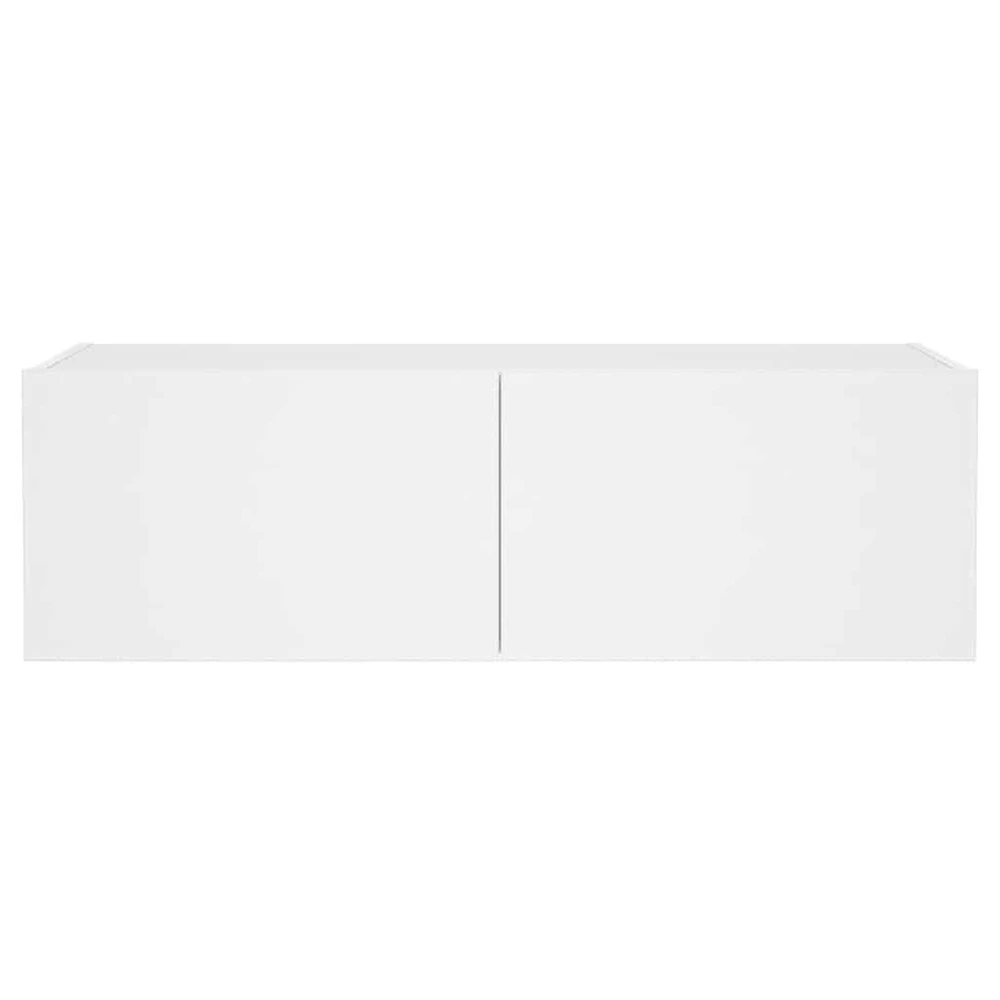 TV staliukas Sieninė TV spintelė su LED lemputėmis, balta, 100x35x31cm