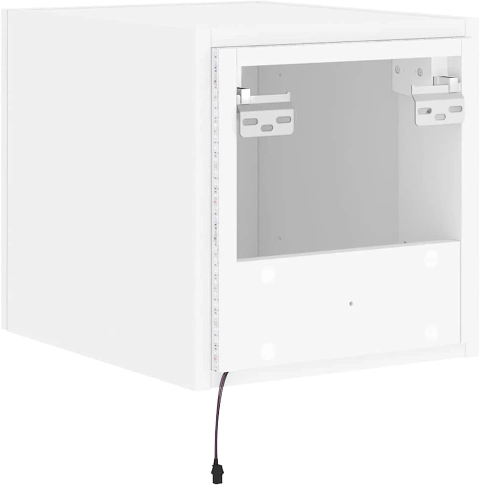TV staliukas Sieninė TV spintelė su LED lemputėmis, balta, 30,5x35x30cm