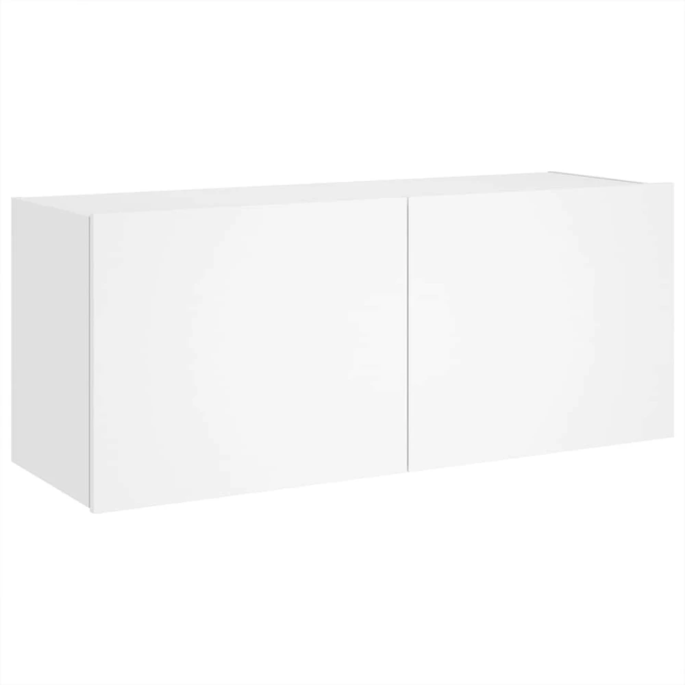 TV staliukas Sieninė TV spintelė su LED lemputėmis, balta, 100x35x41cm