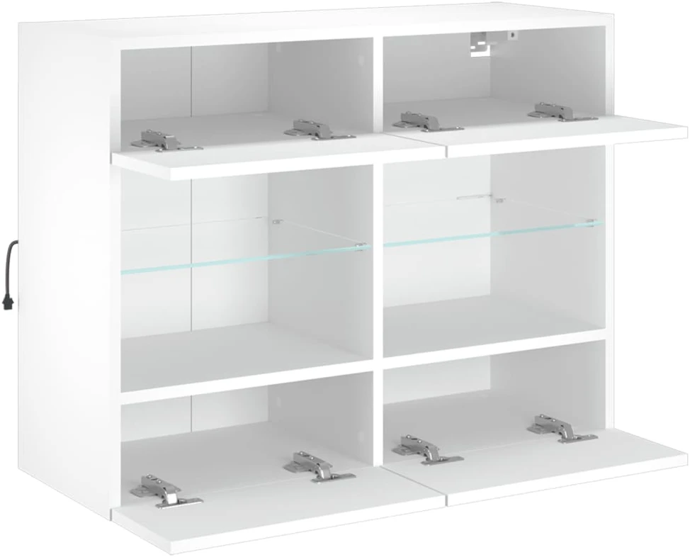 TV staliukas Sieninė TV spintelė su LED lemputėmis, balta, 78,5x30x60,5cm